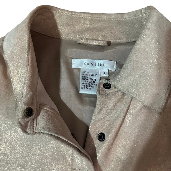 Beige Suede/Gold Snap Down Shirt Size 8 - Picture 3 of 6